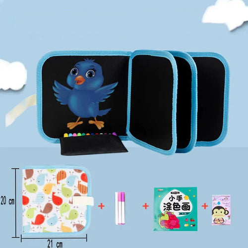 Erasable & Reusable Doodle Magic Blackboard Book with 3 Color Markers